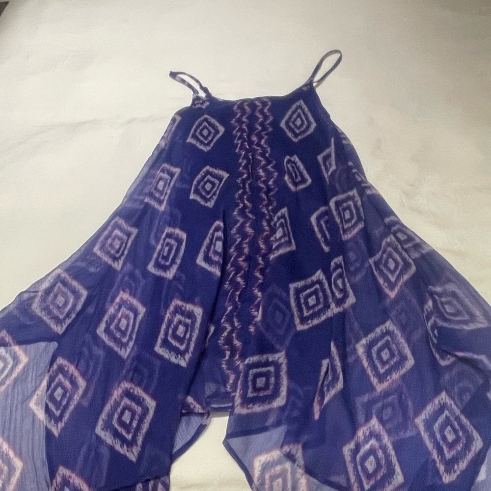 Stylish Blue Patterned Dress - Picture 3 of 3